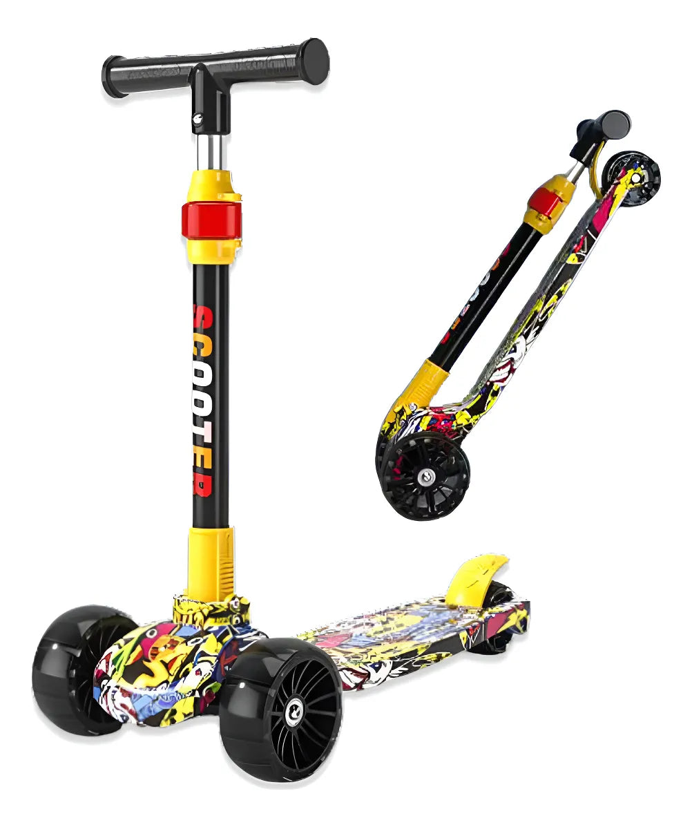 Patinete Scooter De 3 Rodas Com Luz Led Dobrável