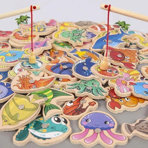 Brinquedo de Pesca Magnética de Madeira