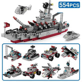 Blocos de Montar Navio Militar 8 em 1 - 554 peças